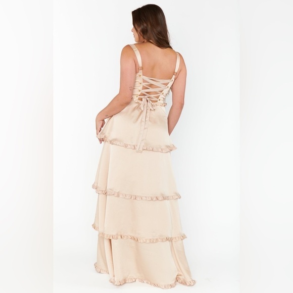 SHOW ME YOUR MUMU Lady Corset Dress In Champagne Luxe Satin - Picture 8 of 9